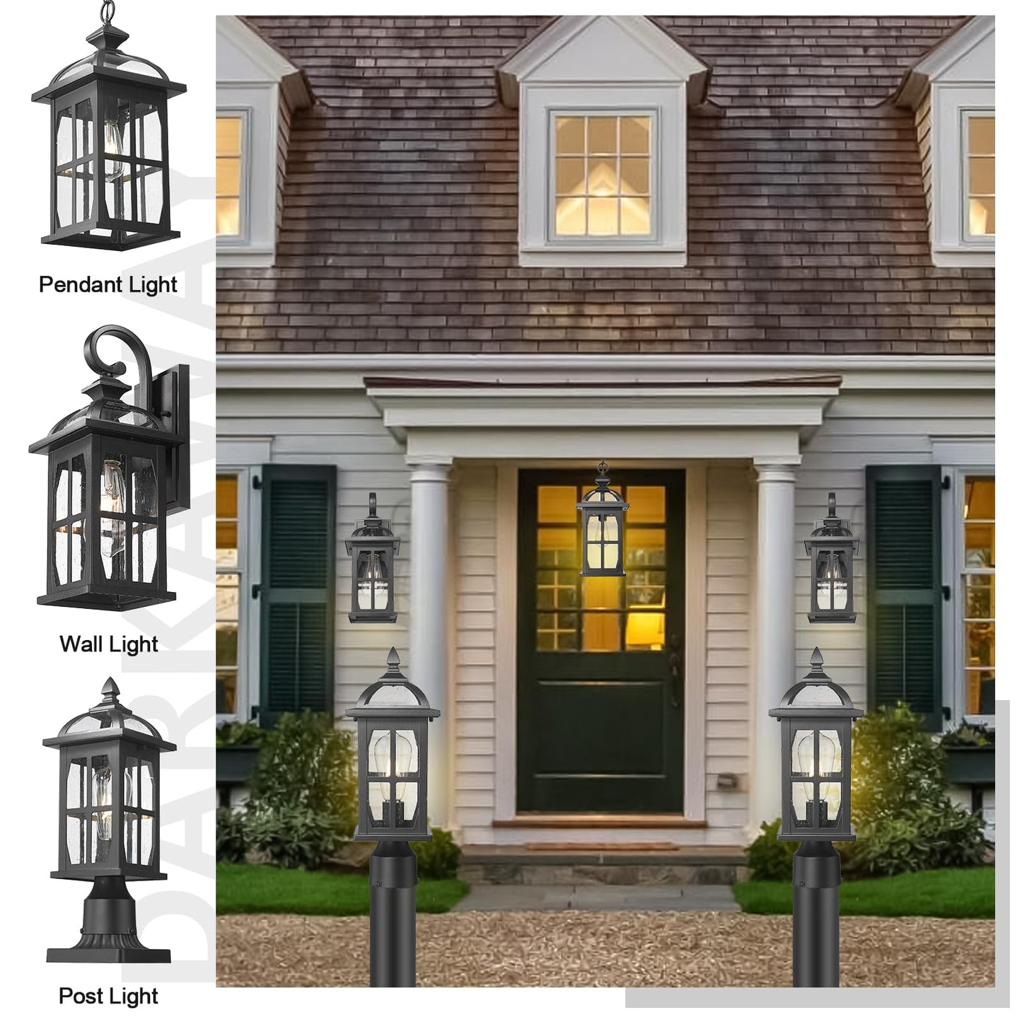 Darkaway Large Outdoor Wall Lights  22Inch Exterior Light Fixture With Seeded Glass  Aluminum Anti-Rust Outside Exterior Lights Sconces Lighting For House Porch Yard Hallway Doorway Garage