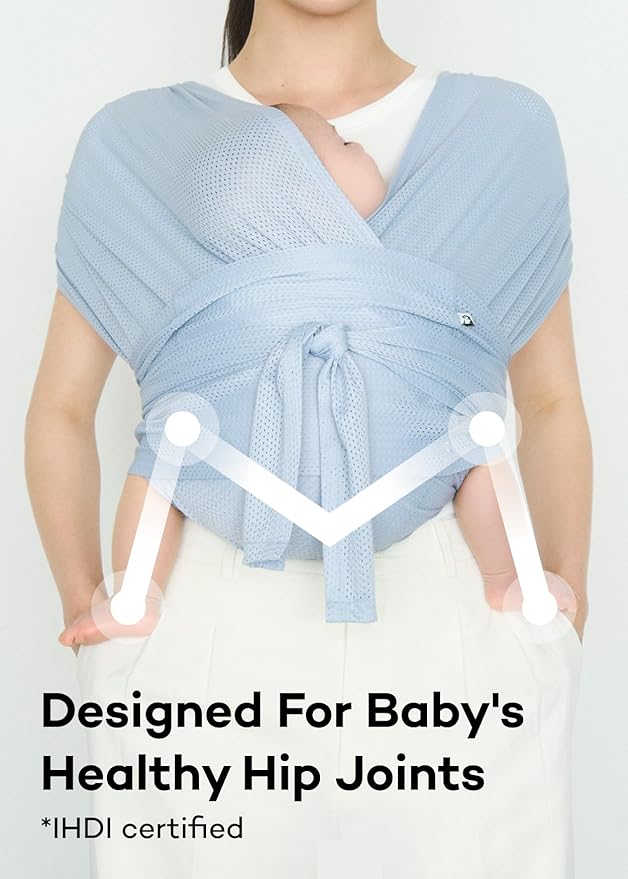Konny Baby Carrier Flex SoftBreeze with Head Support - Adjustable, Easy to Wear Baby Wrap Sling, Perfect for Newborn Babies Essentials up to 44 lbs (XS-XL) - Black