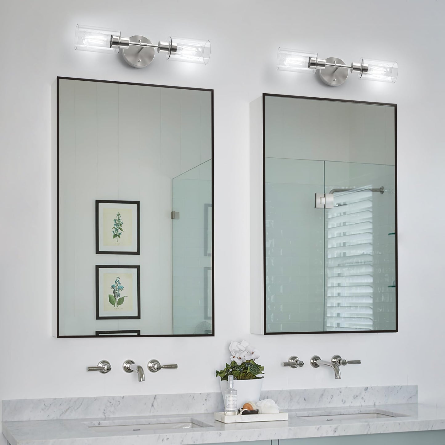 Espird Bathroom Light Fixtures 2 Light Brushed Nickle  Bathroom Vanity Lights Over Mirror  Bathroom Sconces Wall Lighting Farmhouse Vanity Light  Modern Vanity Lights With Clear Shades