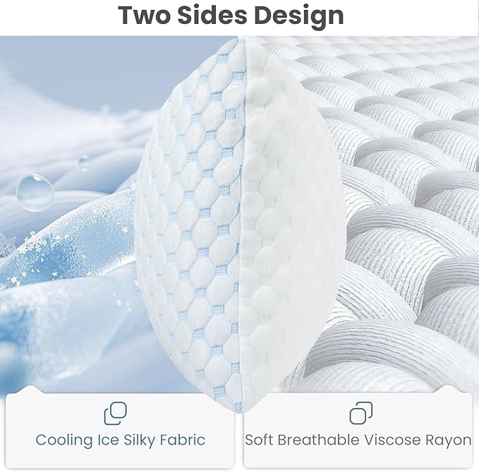 Shredded Memory Foam Pillows Pillow for Side Sleepers Cooling Pillows Stomach Sleeping Pillow King Size Pillows with 2 Extra Fill Blue