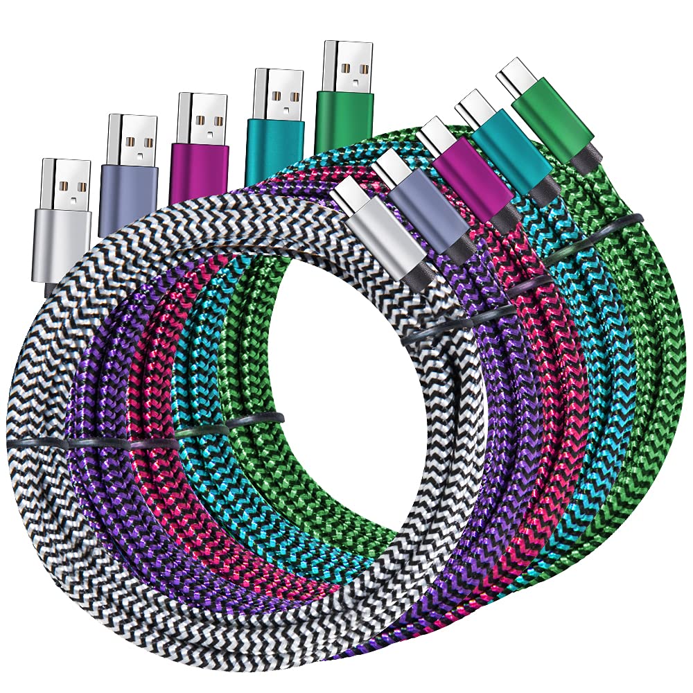 Qqlike Usb Type C Cable, 5 Pack (6Ft) Nylon Braided Usb C Cables 3A Fast Charging Charger For Samsung Galaxy S9/S8 Note8/9 20 10