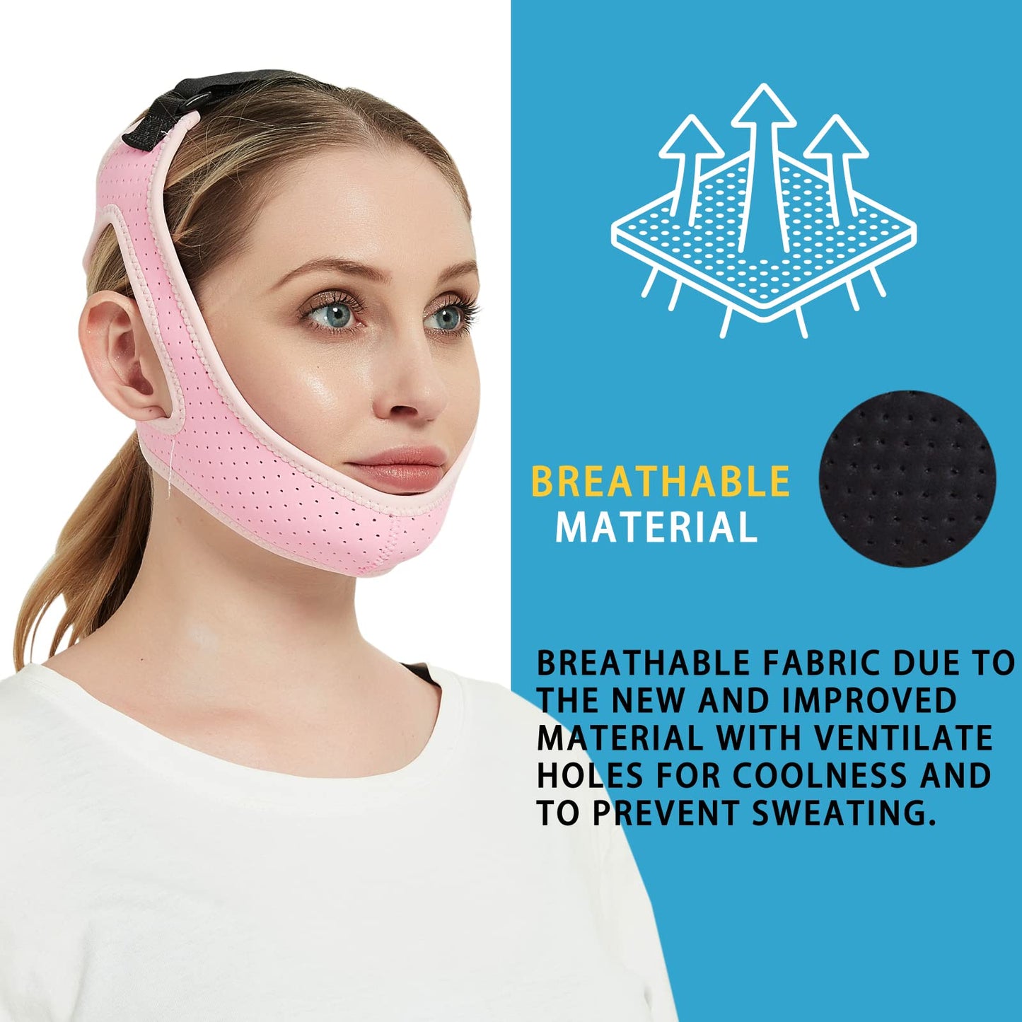 Double Adjustable Chin Strap for CPAP Users - Breathable and Snoring Solution Stop Snoring Chin Strap - Better Sleep Chin Strap for Snoring for Men and Women (Black)