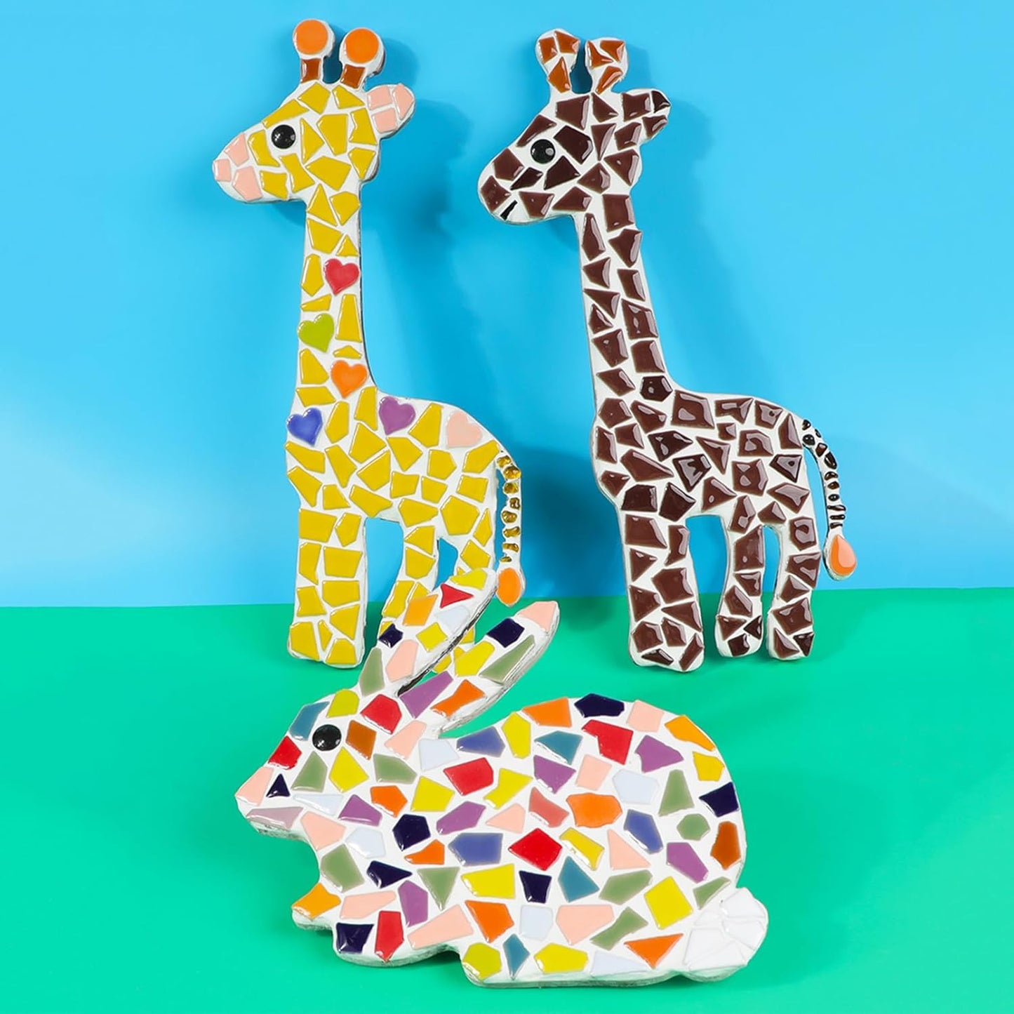 Irregular Size Ceramic Mosaics Pieces Stained Glass, Assorted Colors and Triangles Trapezoids Polygons Shapes, 200g (Black White Mix)
