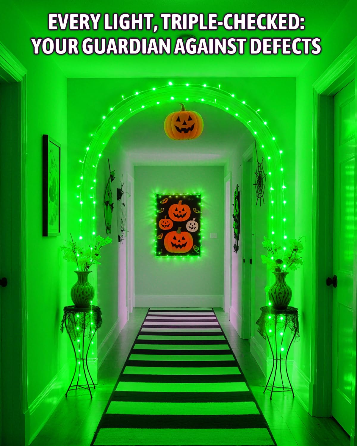 Kelumi Halloween Lights, 50 LED Green Fairy Lights, 16.4ft, Battery Operated, Waterproof for Outdoor Indoor Decor