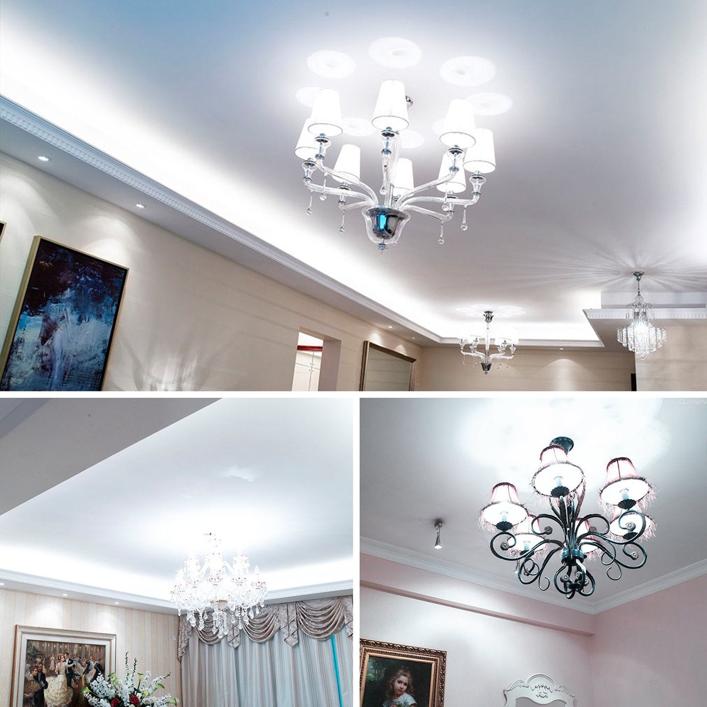 gezee LED Candelabra Bulb 12W 100W Equivalent Daylight White 6000K E12 Base Torpedo Shape 4-Pack