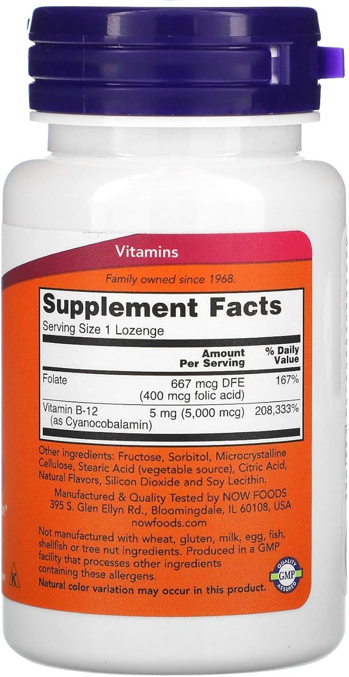NOW B-12 5,000 mcg,60 Lozenges