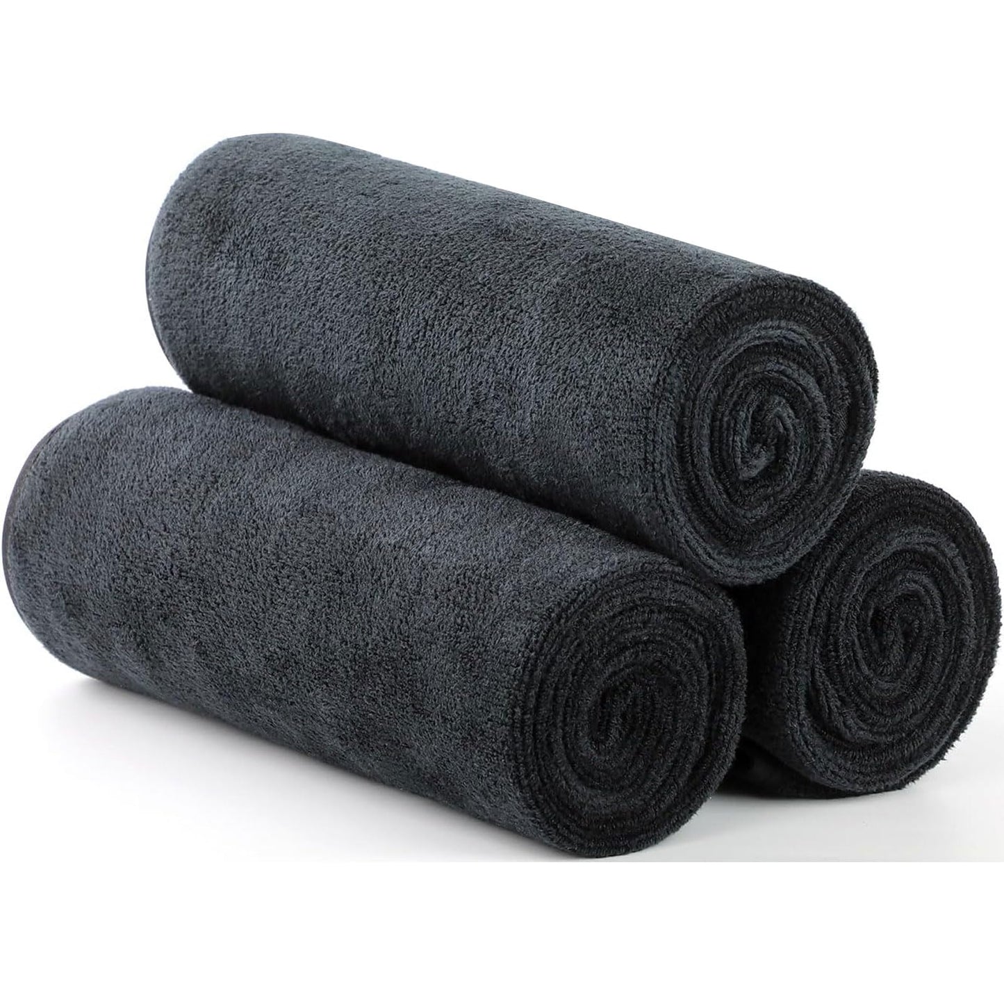Wuwahold Microfiber Gym Towels Bigger Size Super Soft for Exercise Fitness, Sports, Workout, 380-GSM 15-Inch x 31-Inch Quick-Drying Towels (Black, 3 Pack)