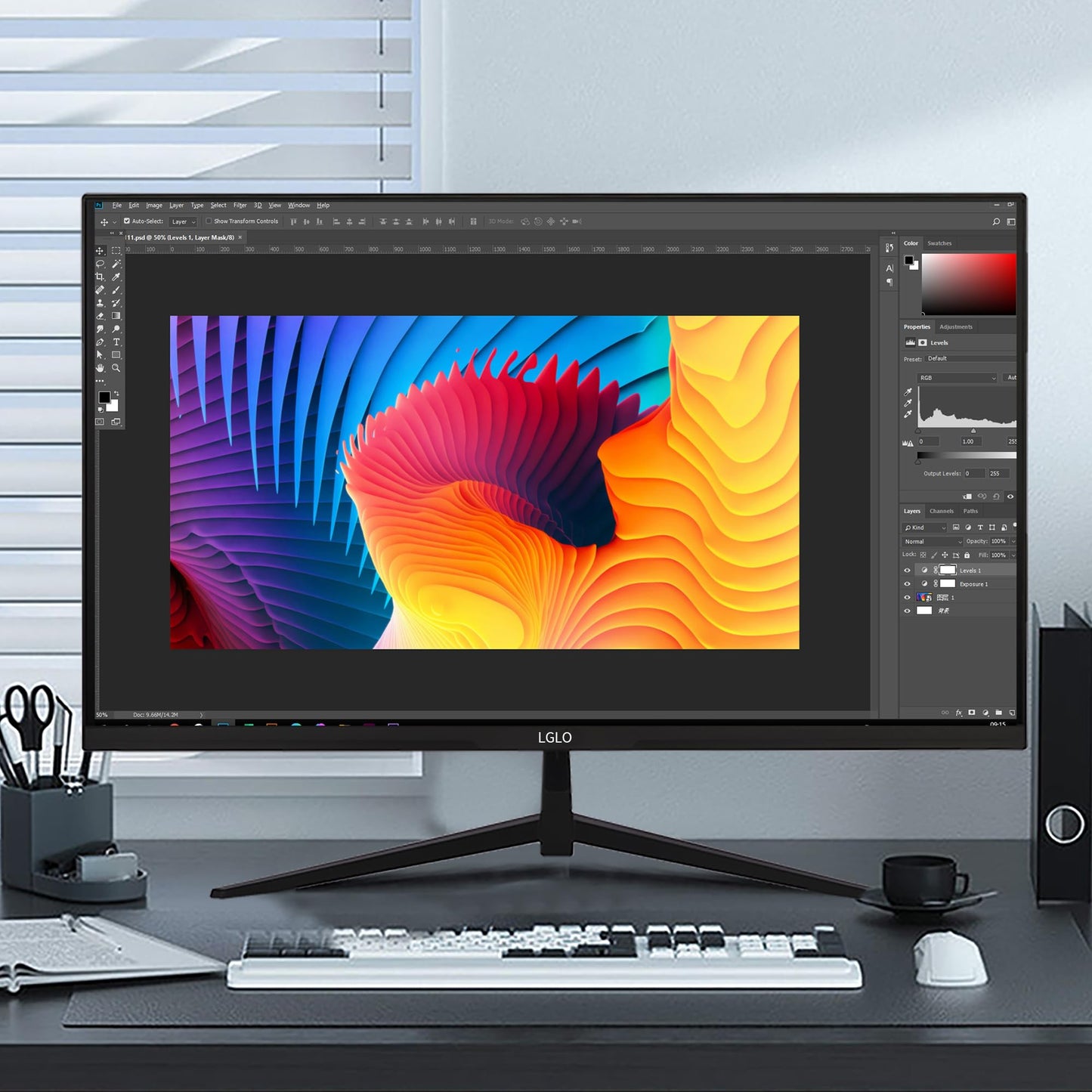 LGLO 27 Inch 4K UHD (3840x2160) Monitor, Dual Mode 4K@60Hz/2K@144Hz, IPS Panel, Borderless Design, HDR400, 99% sRGB, Work & Gaming Monitor for Designers, Office, and PC Gaming with HDMI Display Port