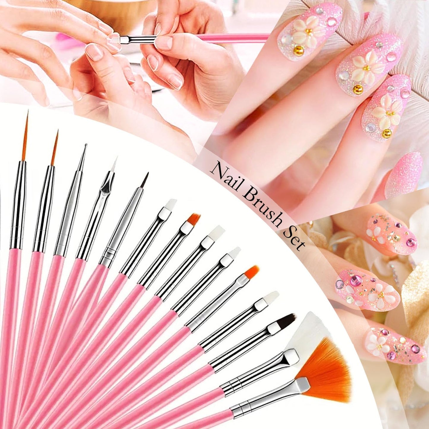 Nail Art Tools,Nail Art Brush,2 sets Nail Stand,5 PCS Dual Tipped Nail Dotting Tool and Sculpture Pen, Acrylic Silicone Nail Pen
