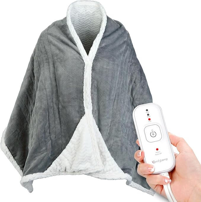 Comfytemp Wearable Heated Blanket- 70" x 23" Electric Shawl Throw Wrap for Women, Warm for Mom Wife, 3 Heat Settings & 4H ...