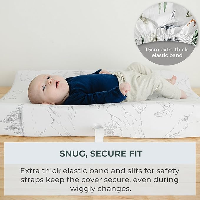 Pobibaby - 2 Pack Premium Changing Pad Cover - Ultra-Soft Cotton Blend, Stylish Woodland Pattern, Safe and Snug for Baby (Explore)