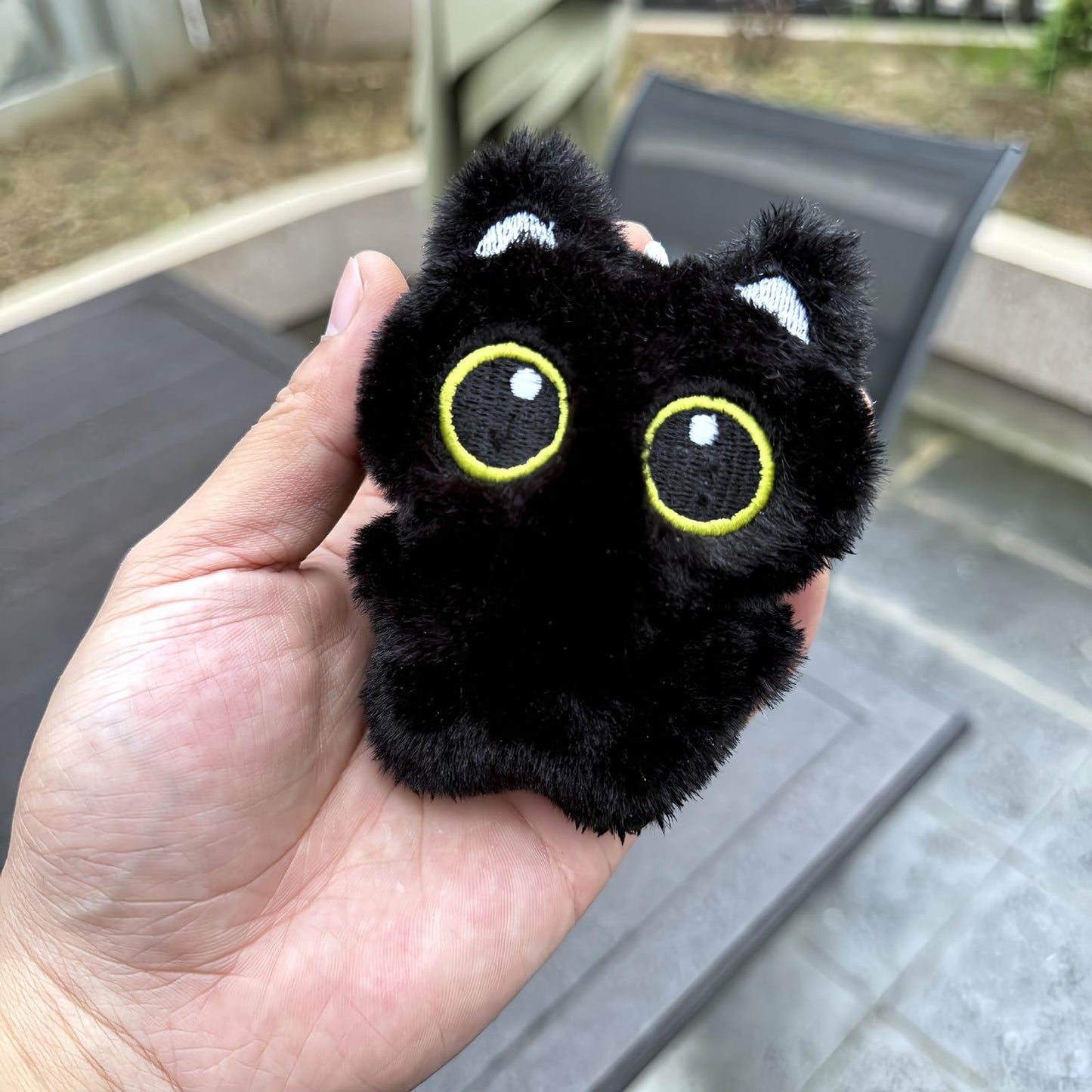 Zitokin Cute Black Cat Plush Keychain, Kawaii Keychain Accessories Bag Charms for Handbags Backpack Gifts for Cat Lovers (4 inches)