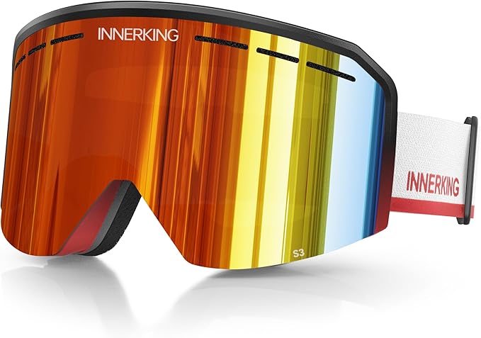 Innerking Ski/Snowboard Goggles OTG for Men Women & Youth - Over Glasses Snow Sports Goggles Anti Fog 100% UV400 Protection