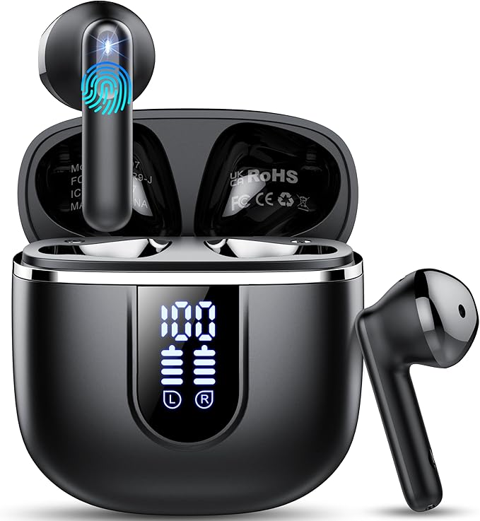 Wireless Earbuds, 2026 Bluetooth 5.4 Headphones with 3D Bass Stereo, 40H Ultralight in-Ear Buds, Bluetooth Earbuds with 4 ...