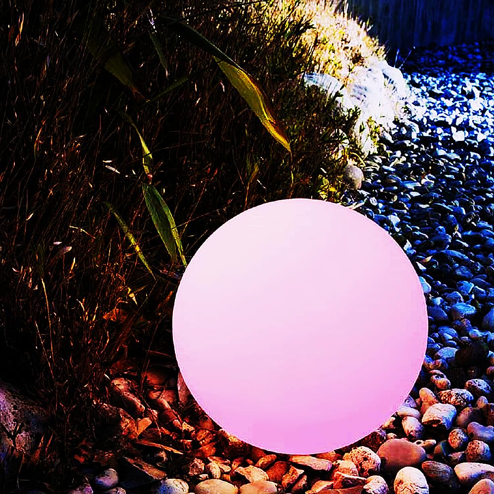Mr.Go Solar Globe Light, 10-Inch Dimmable LED Orb, 16 Colors, Remote Control, White, Model CQ-SPB