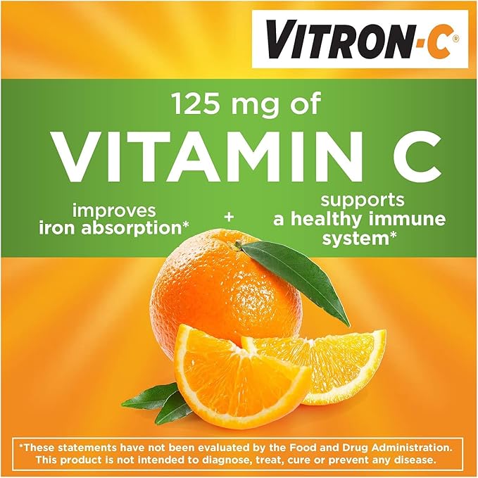 Vitron-C Iron Supplement Plus Vitamin C Coated Tablets 60 ct (6 Pack)