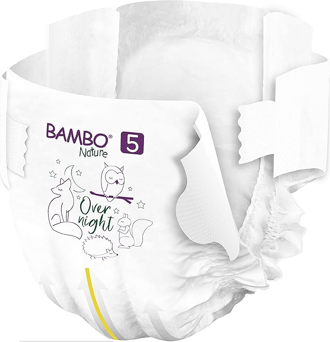 Bambo Nature Overnight Baby Diapers (Size 3 to 6), Size 5, 44 Count
