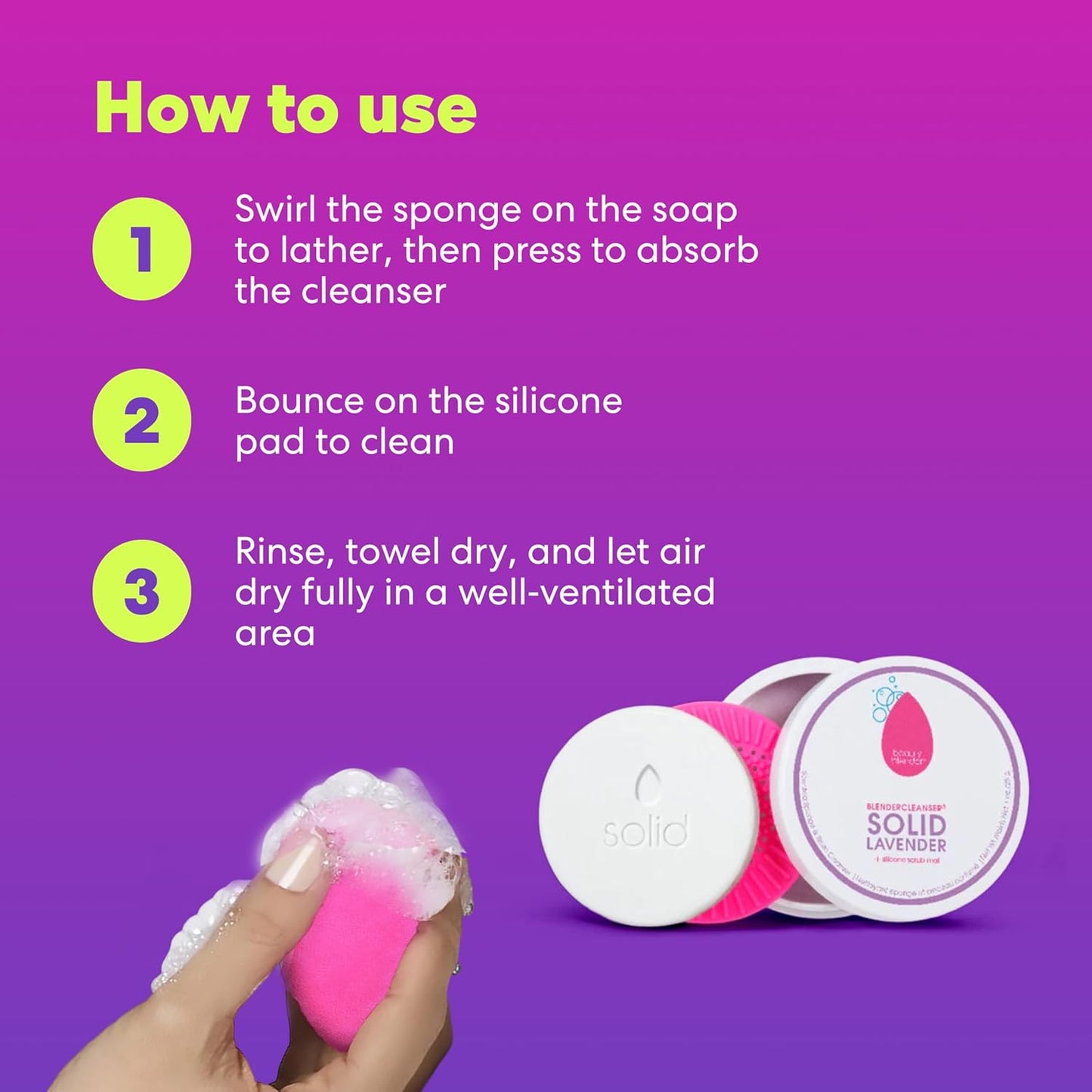 Blendercleanser® Solid Lavender Sponge & Brush Cleanser (1oz)