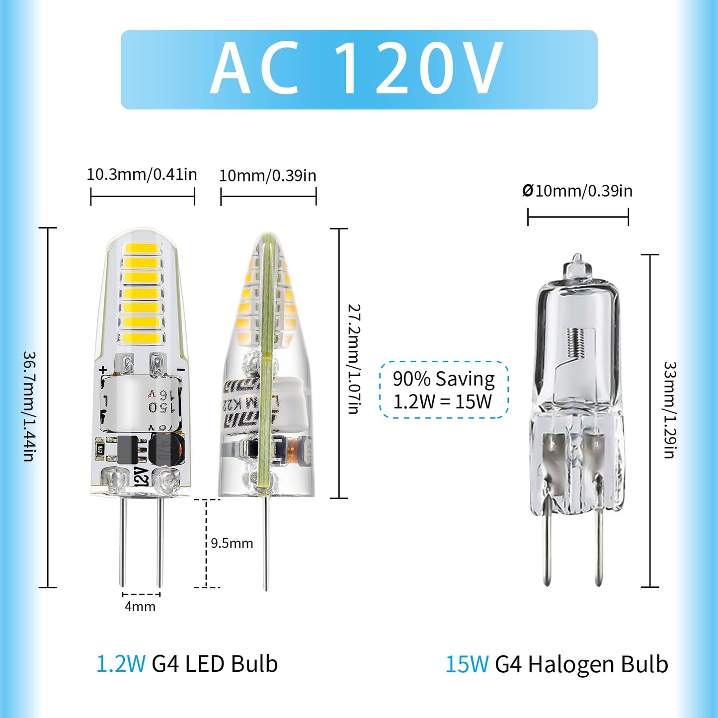 Valucky G4 Led Bulb  Ac120V G4 Bi-Pin Light Bulbs  Cool White 6000K  110Lm 1.2W Equivalent To 10W-20W Halogen Lamps  Flicker Free  Non-Dimmable  For Home Lighting  Kitchen Hood  10 Pack