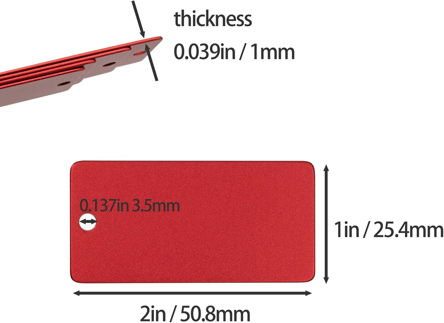 StayMax Anodized Aluminum Engraving Blanks 1x2 Inch 50 Pack (Red)