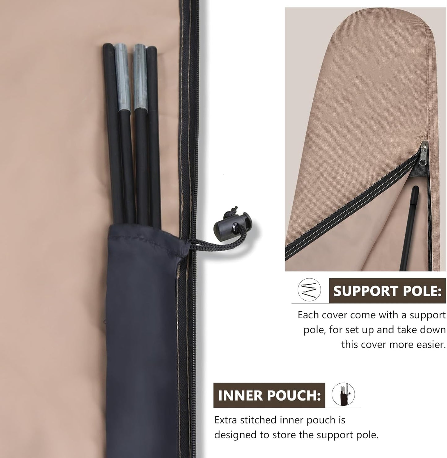 ULTCOVER Patio Parasol 600D Waterproof Outdoor Offset Banana Style Umbrella Cover - Fits Cantilever Offset Umbrella 7.5-11.5 Feet