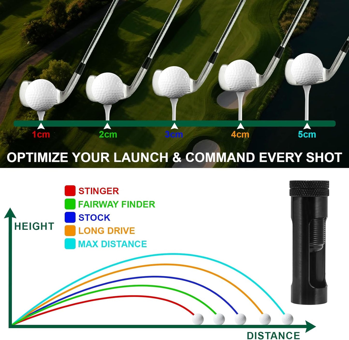 Adjustable Golf Tee Height Tool, Aluminum Golf Tee Height Setter with Precise Scale, Outdoor Golf Training Aid for Consistent Swings