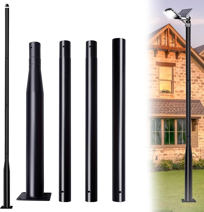 YuLuoXiang 13Ft Tall Street Light Pole for Outside, Galvanized Steel Solar Street Lamp Post Perfect for Outdoor Lights Ext...