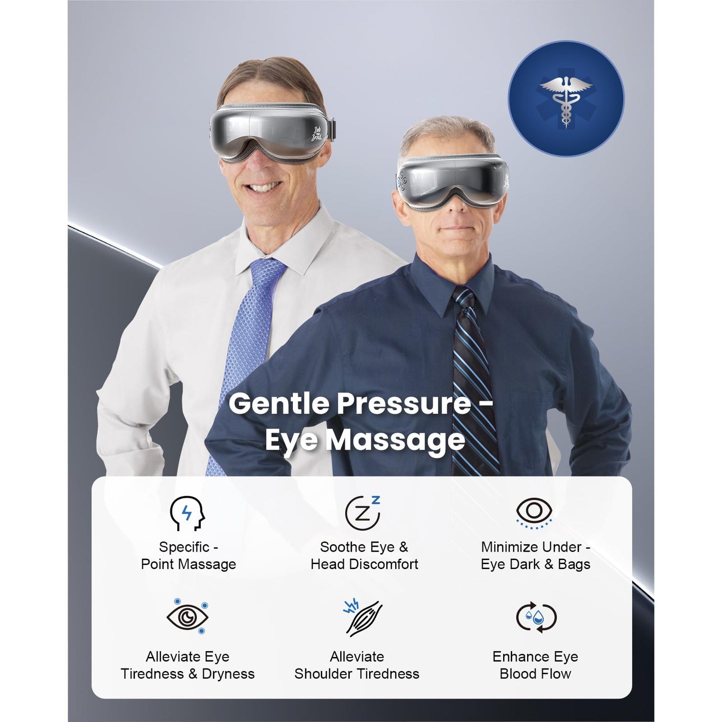 BOB AND BRAD Eye Massager with Heat and Cooling, EyeOasis 3 Eye Mask for Migraine FSA Eligible/HSA Eligible, Heated Face Massager for Dry Eye Headache Relief, Temple Massagers for Stress Relief