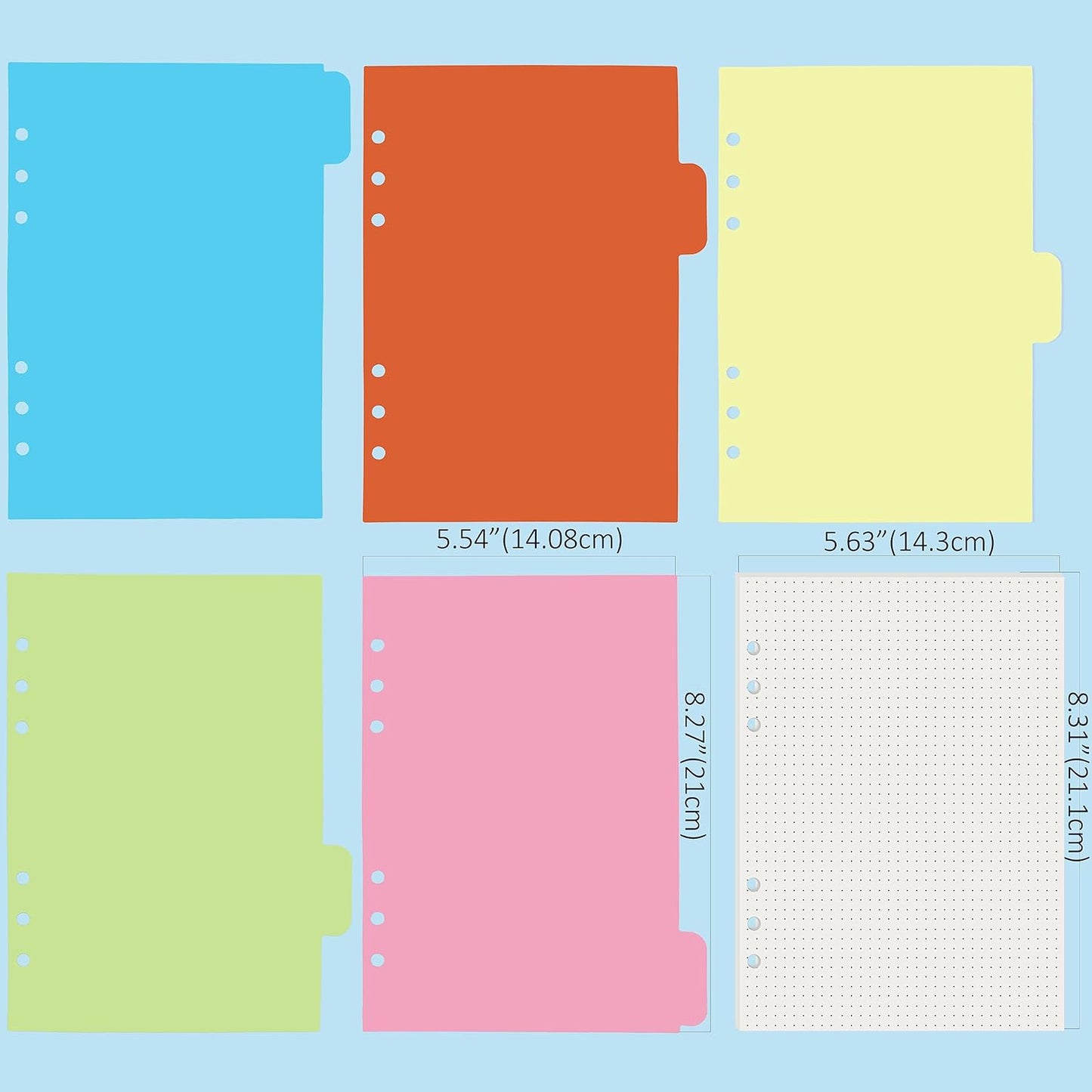 A5 6 Holes Binder Refill Value Set, 90 Sheets Dotted Planner Insert, 5 Sheets Binder Divider Paper, Today Bookmark Ruler With Inch Scale, Translucent Zippered Bag, Pvc Card Bag, 160Pcs Colorful Index
