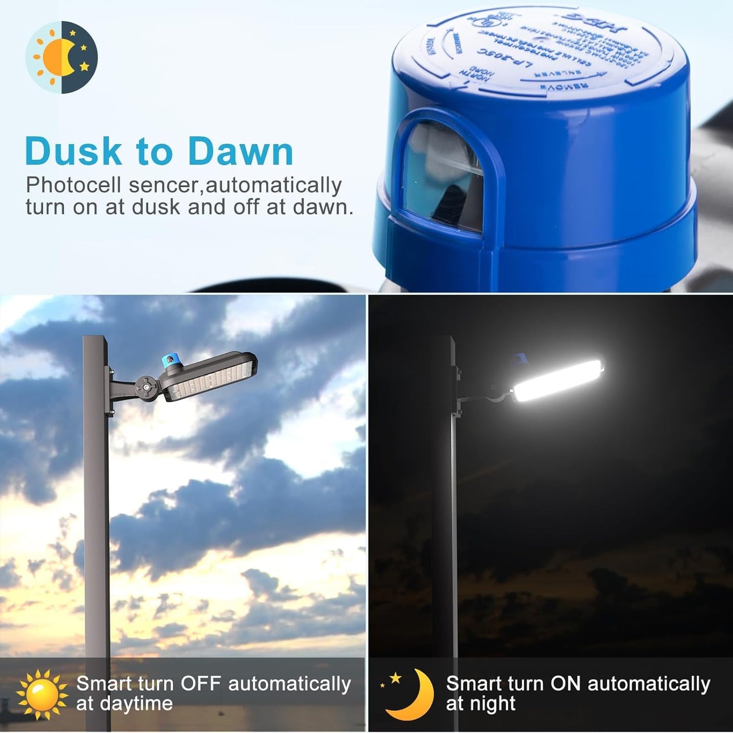 Lightdot Etl 150W Parking Lot Lighting 21000Lm(150Lm/W) 5000K Led Parking Lot Lights With Smart Photocell Ip65 Waterproof Arm Mount Led Pole Light For 16~30Ft Height-2Pack 7Yrs Warranty