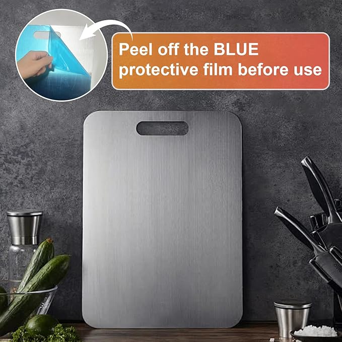 Tavano Titanium Cutting Board,100% Pure Titanium Cutting Boards for Kitchen,Food-Grade Double Side Available Non Toxic Chopping Board,Dishwasher Safe Hygiene Durable Boards(1PC-XL)