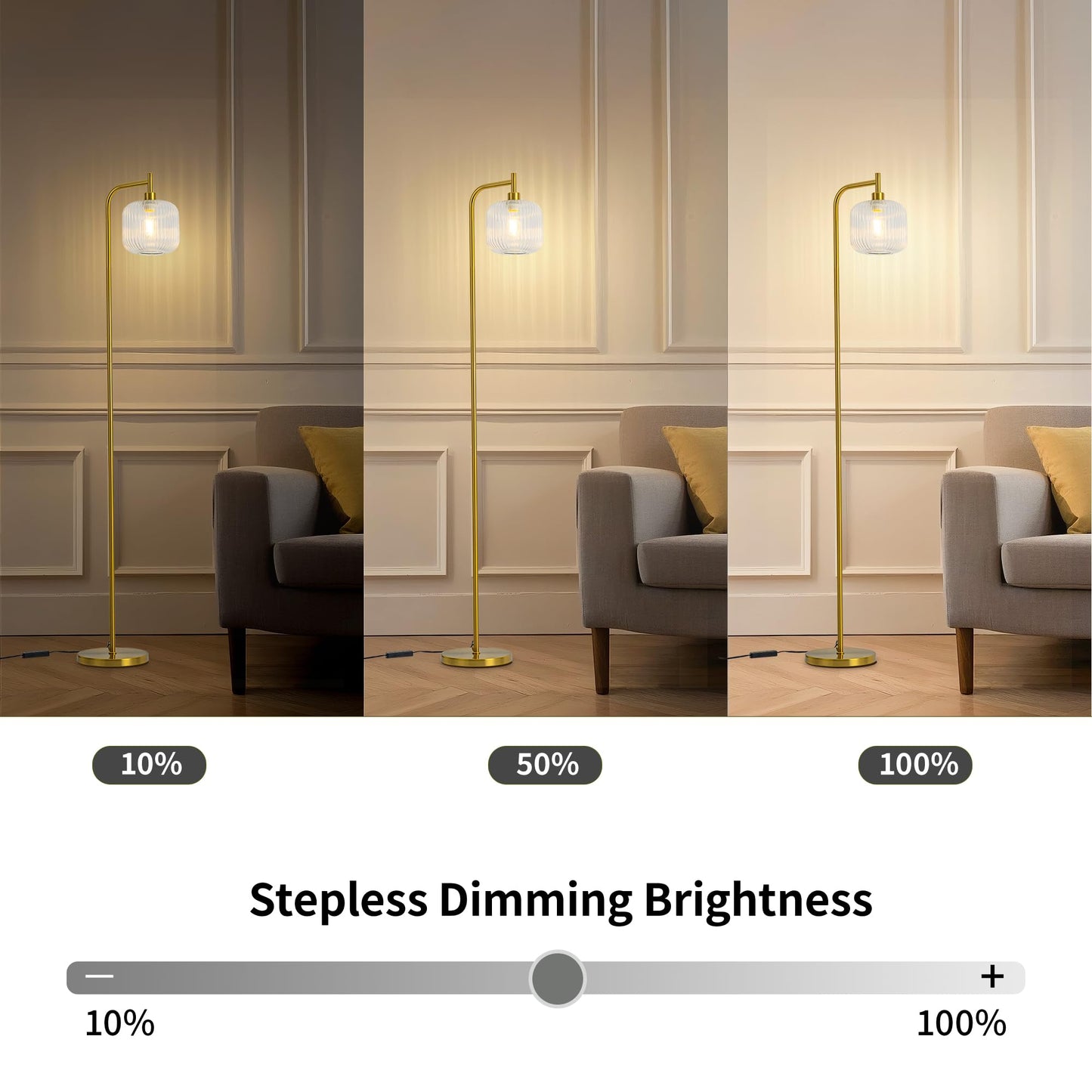 MAYNA Glass Floor Lamp, Modern 67-Inch Tall with Remote Control, Transparent Glass Shade, Suitable for Living Room and Bedroom