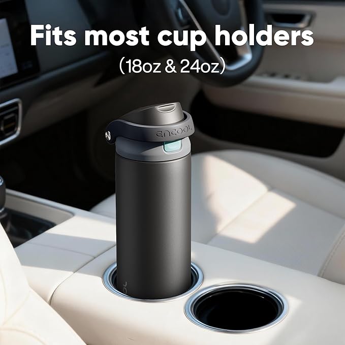 ENCOOL Leakproof Insulated Water Bottle with Straw Dual-Sip Water Bottle Bag-Safe Design for Work, Commute & Gym – Keeps Drinks Cold All Day, 32 oz, Blueberry