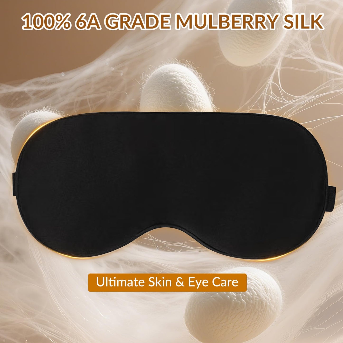 FSA 100% 6A Mulberry Silk Eye Sleep Mask for Side Sleepers, Blackout Eye Mask for Sleep, Reduces Migraines & Puffy Eyes, Travel Office Airplane Use, Ideal Gift for Women & Men
