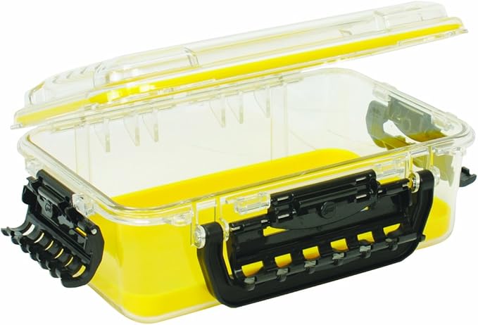 Plano Guide Series 3700 Field Box Waterproof Case, Blue, Large, With Wrist Strap for Boat, Kayak, and Camping, Outdoor Gear Storage, Clear/Yellow & 3440-10 Stowaway