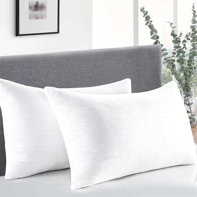 Pillows Queen Size Set of 2, Soft Bed Queen Pillows for Sleeping, Down Alternative Pillows 2 Pack for Back, Stomach or Side Sleepers, Fluffy Cooling Hotel Pillows, Machine Washable