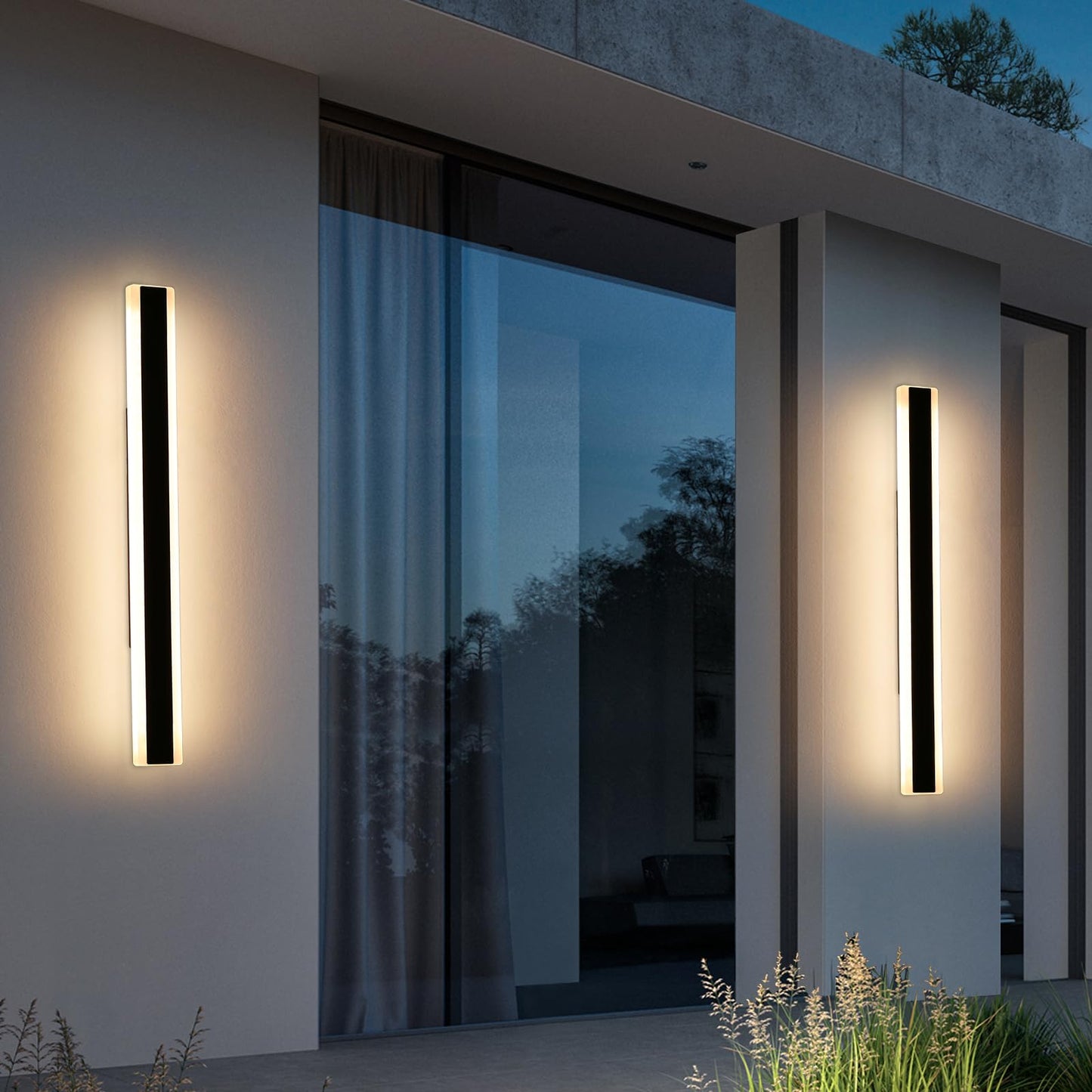Mikeru 2Pack 39Inch Outdoor Wall Light Fixtures  10%-100% Dimmable Outdoor Wall Lights Exterior Front Porch Light 3000-6000K Wall Mounted Led Lighting For Basement  Shop Garage Lighting
