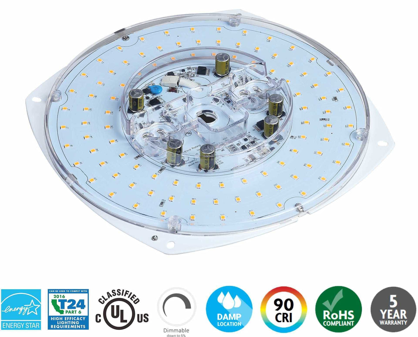 Legental Dimmable LED Light Engine, 40W, 5000K, 8.5in PCB Size, Alloy Steel Retrofit Kit for Ceiling Lights and Fans