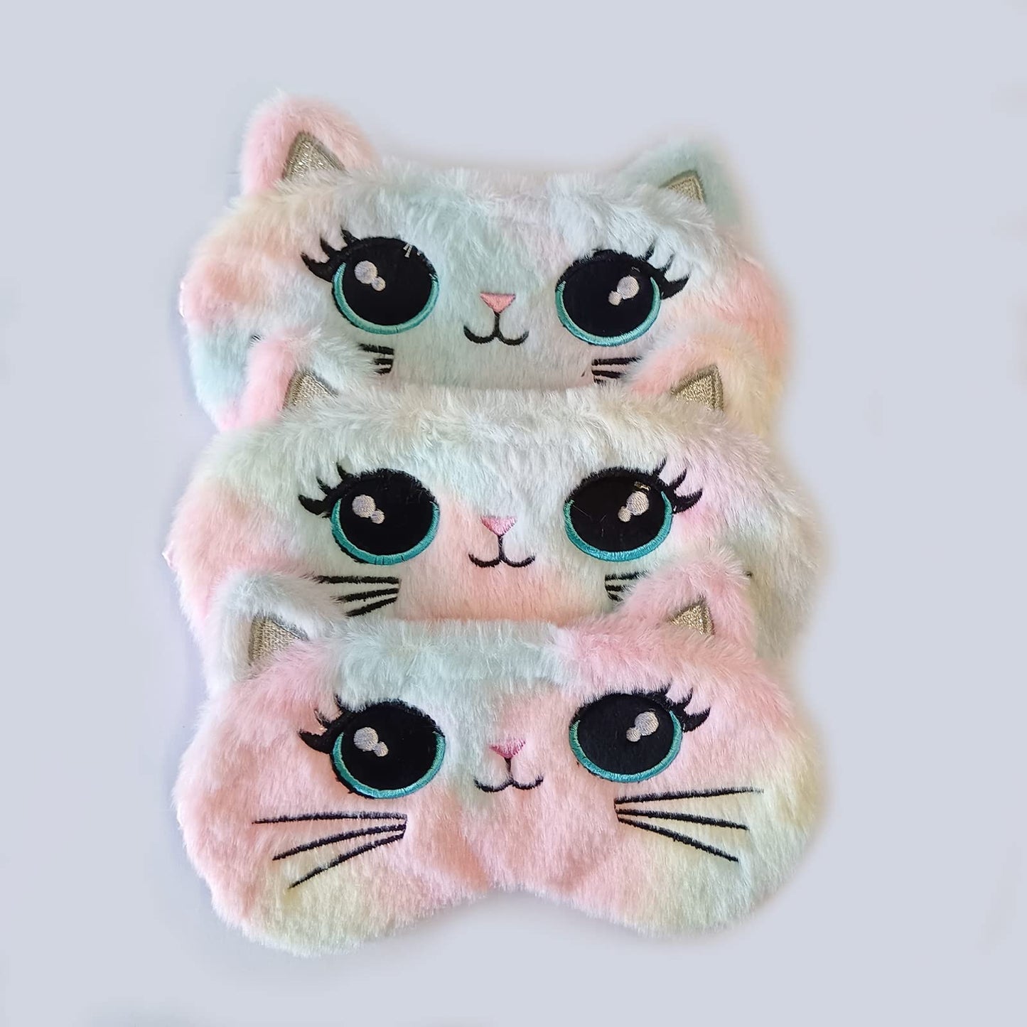 Cute Animal Sleeping Mask Soft Plush Blindfold Cute Rabbit Panda Koala Eye Cover Eyeshade for Kids Teens Girls Women (Big Eyes Cat)