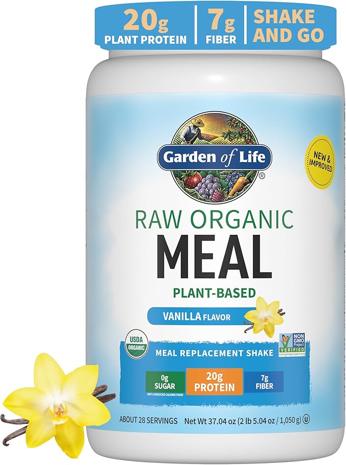 Garden of Life Raw Organic Perfect Food Green Superfood Juiced Greens Powder - Original Stevia-Free & Vegan Protein Powder - Raw Organic Meal Replacement Shakes - Vanilla