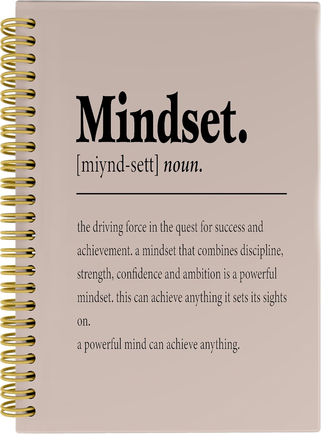Knibeo Mindset Inspirational Notebooks Journal - Anti Anxiety Notebook, 5.5×8.3 Inch Inspirational Spiral Bound Notebook with 164 Pages, College School Supplies(Tawny)