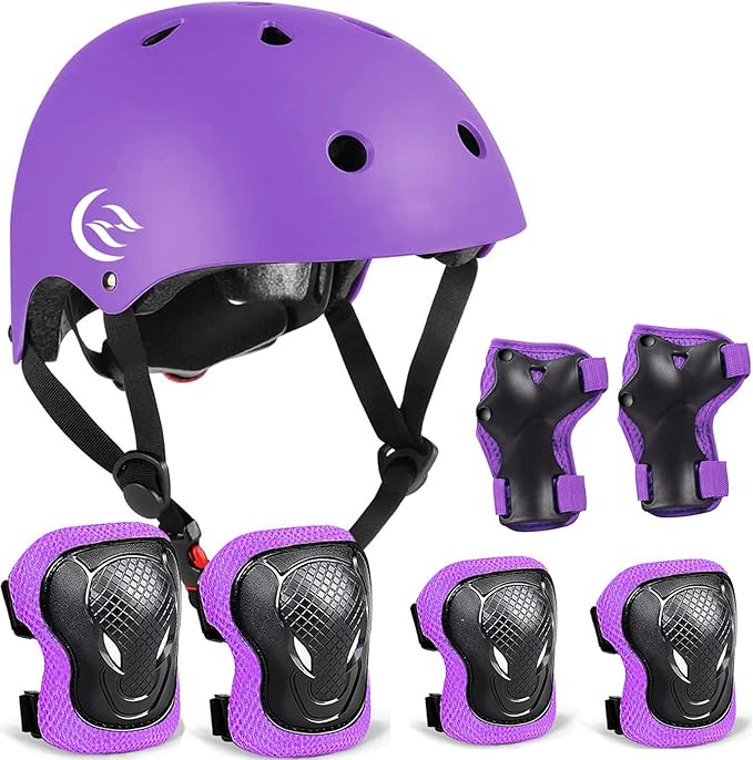 Kids Bike Helmet Skateboard Knee Pads - Kids Helmet Elbow Pads Wrist Guards Adjustable for 5~15yrs Girl Boy Kids Protectiv...