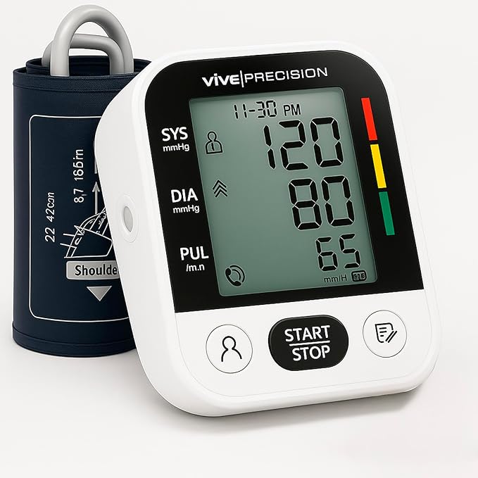Vive Blood Pressure Monitor for Home Use – Digital Automatic Upper Arm BP Machine with Cuff, Accurate Blood Pressure and H...