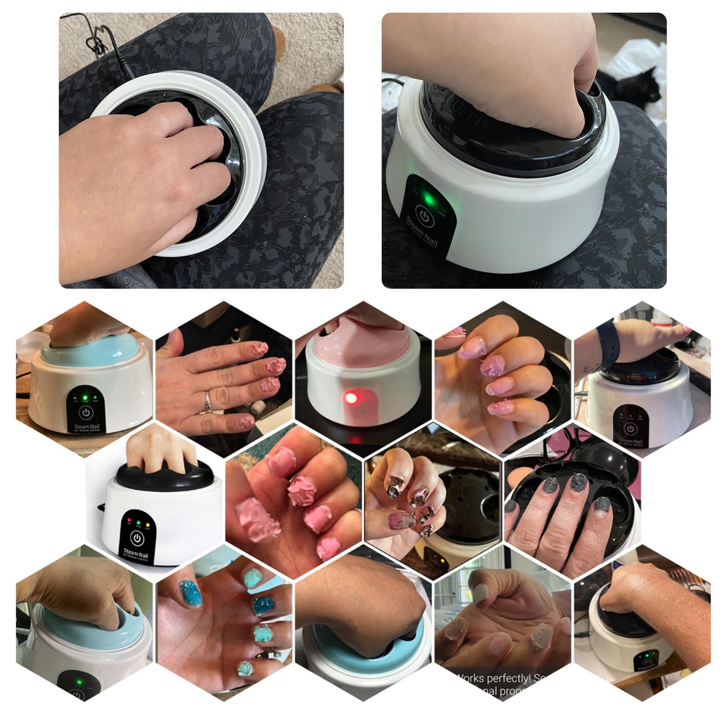 Nail Soaking Bowl, Electric Soak off Bowl Manicure Soaker Nail Polish Remover Machine for Acrylic Nails Dip Gel with Color Cutic
