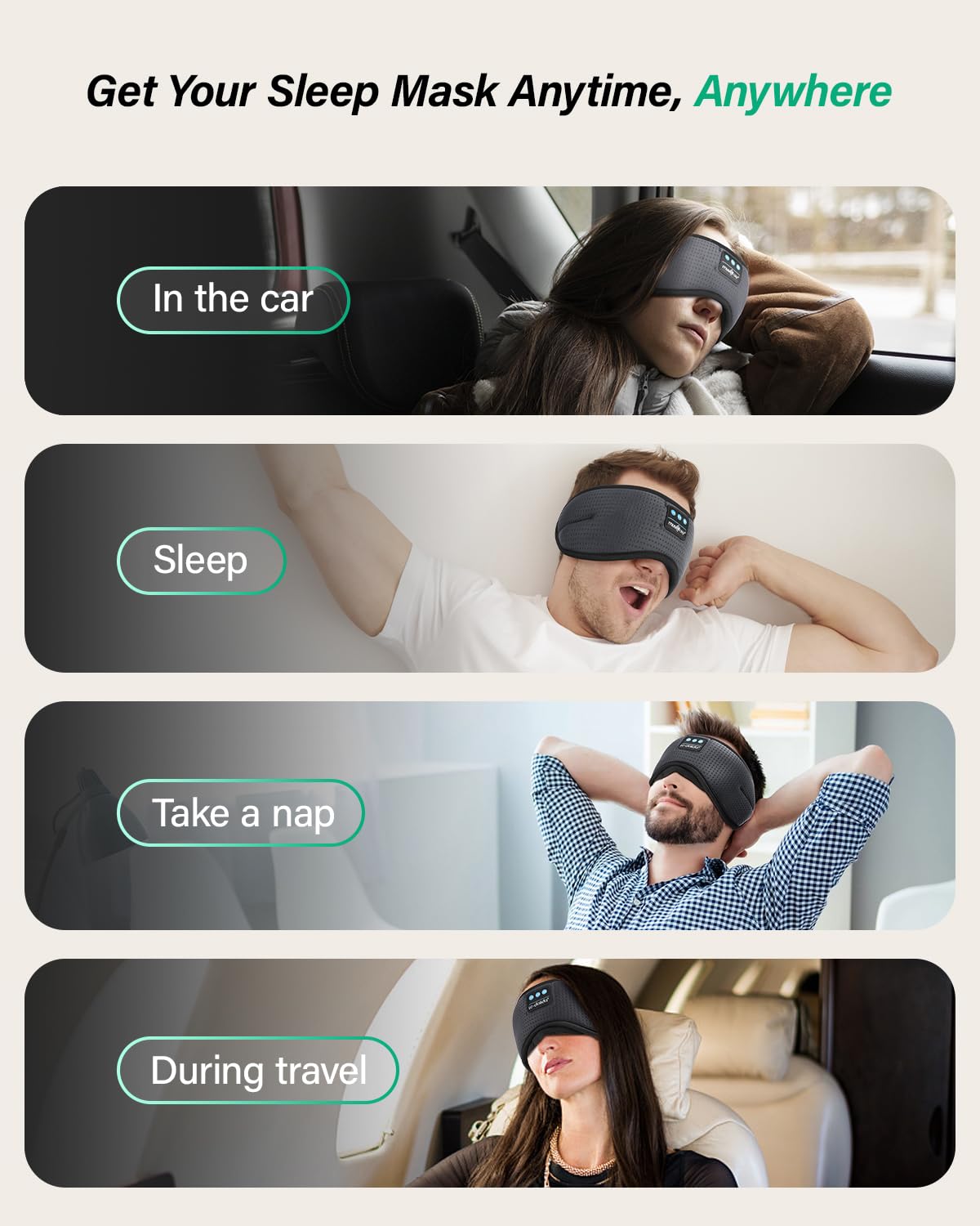 LC-dolida Sleep Headphones, White Noise Bluetooth Sleep Mask 3D Breathable Wireless Eye Mask for Timing, Sleep Mask with Bluetooth Headphones for Side Sleepers Travel,Cool Gadgets for Women Men(Grey)
