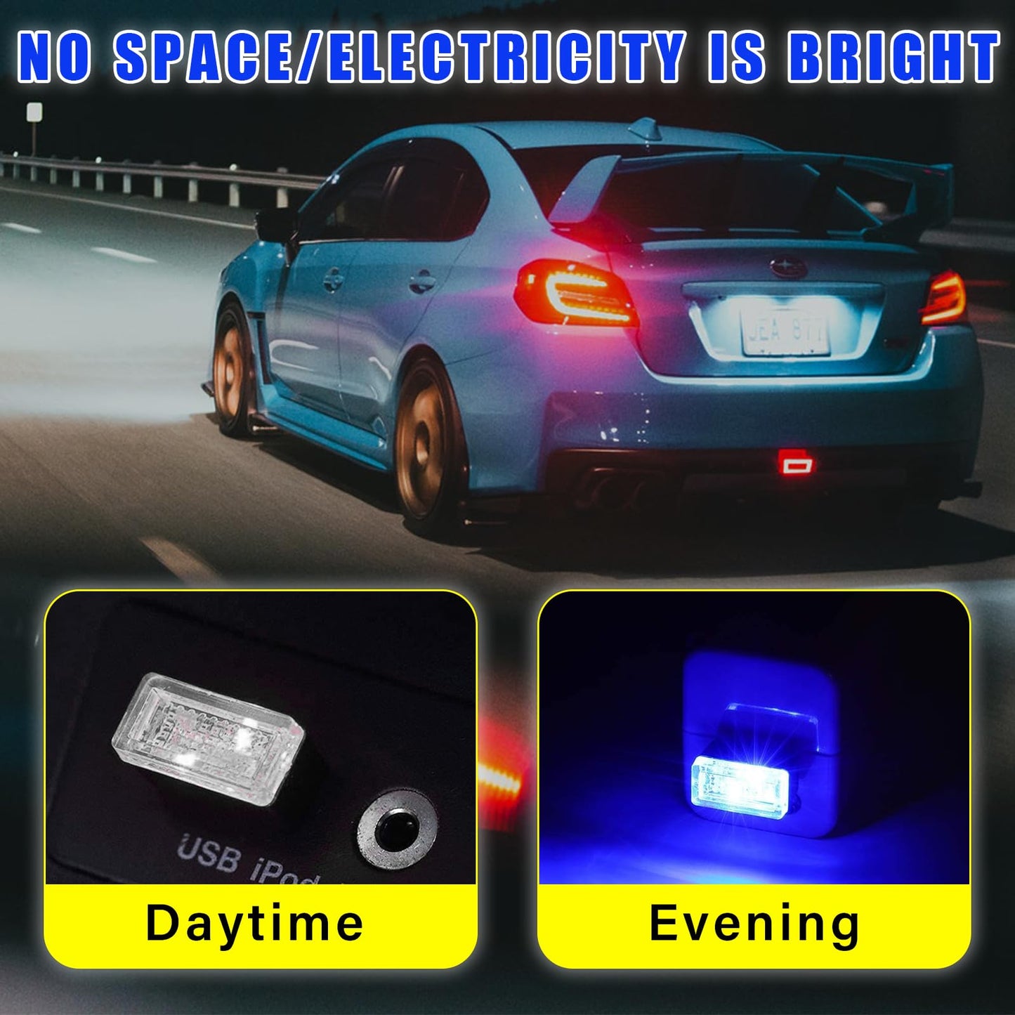 Augeny Usb Led Car Interior Atmosphere Lamp, Portable Ambient Lighting Kit, Blue, Universal Fit For Most Vehicles