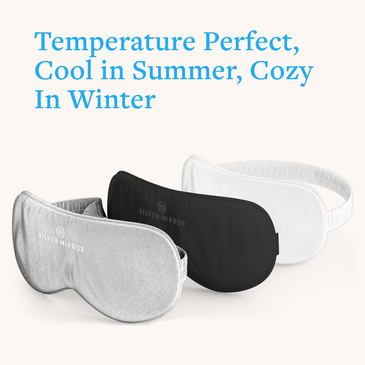 Silver Mirror Sleep Mask, 100% Silk, Pure Mulberry Silk, Light Blocking Eye Mask with Elastic Strap for Sleep & Travel, Ultra Soft, No Pressure, Reduce Puffy Eyes, Machine Washable