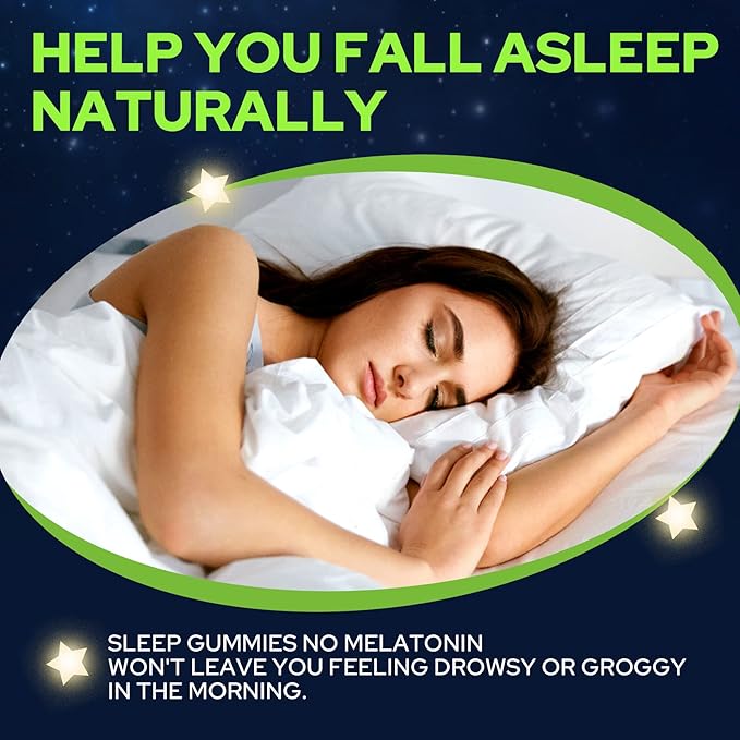 NEVISS Melatonin Free Sleep Aid Gummies for Adults - GABA, L-Tryptophan, Magnesium, Ashwagandha - Non-Habit Forming, Help for Deep Relaxation - Vegan, Meyer Lemon Flavor, 1Pack