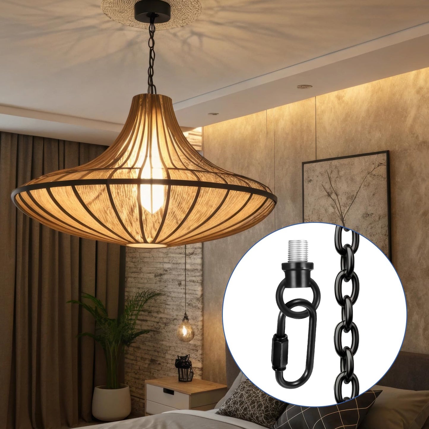 2 Set 1/8-Ip Lighting Loops With Link Buckle Connectors For Light Fixture Chandelier Chain Extension  Hook Rings For Light Fixture  Eye Nuts Lamp Nuts