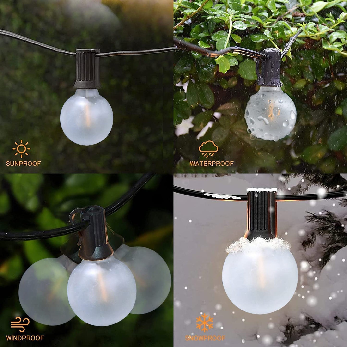 GOOTHY G40 LED String Lights - 25Ft, Frosted White, 27 Shatterproof Bulbs, Connectable Vintage Outdoor Patio Lights